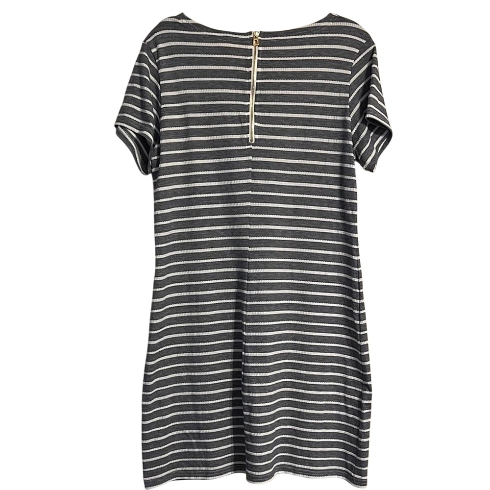 Sail to Sable STS Gray White Striped Cotton Blend Mini Casual Sun Dress EUC XL - Picture 2 of 4
